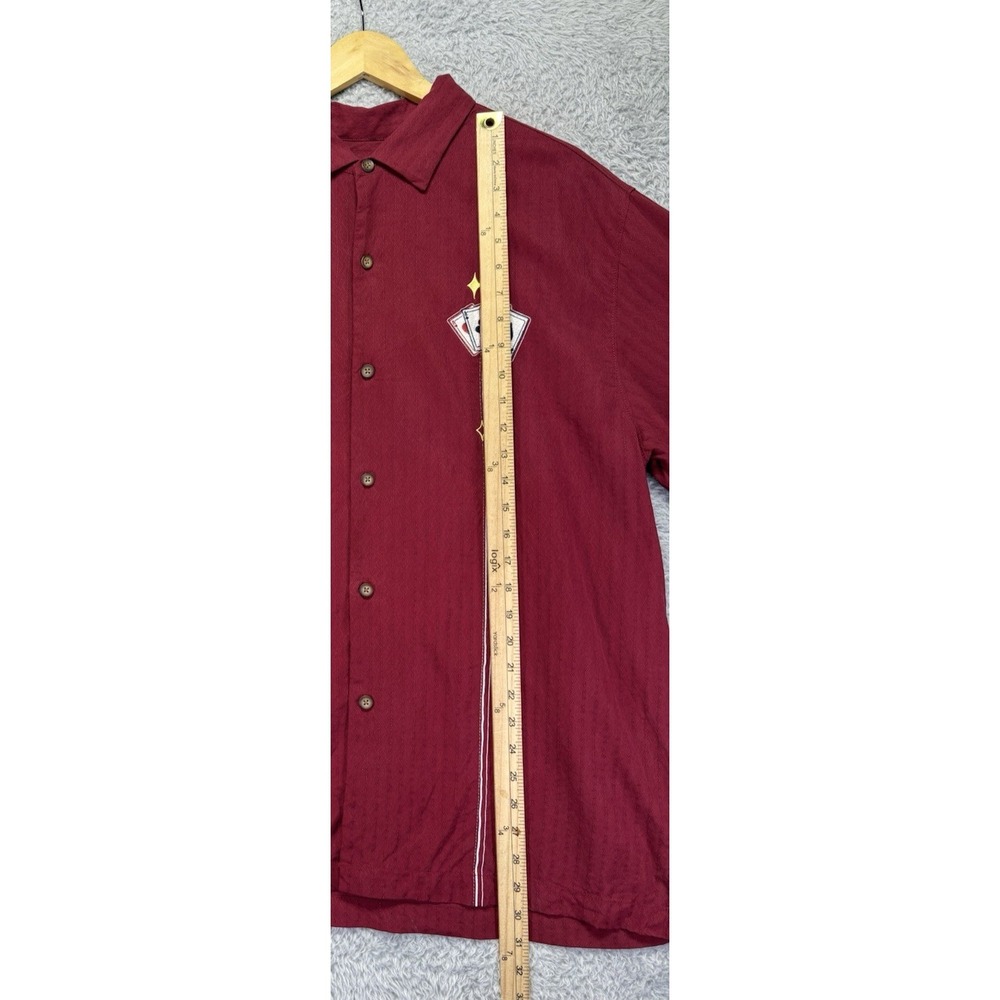 Tommy Bahama Blue Fin Lounge Marlin Silk Blend Camp Shirt Burgundy Red Large - Picture 6 of 14